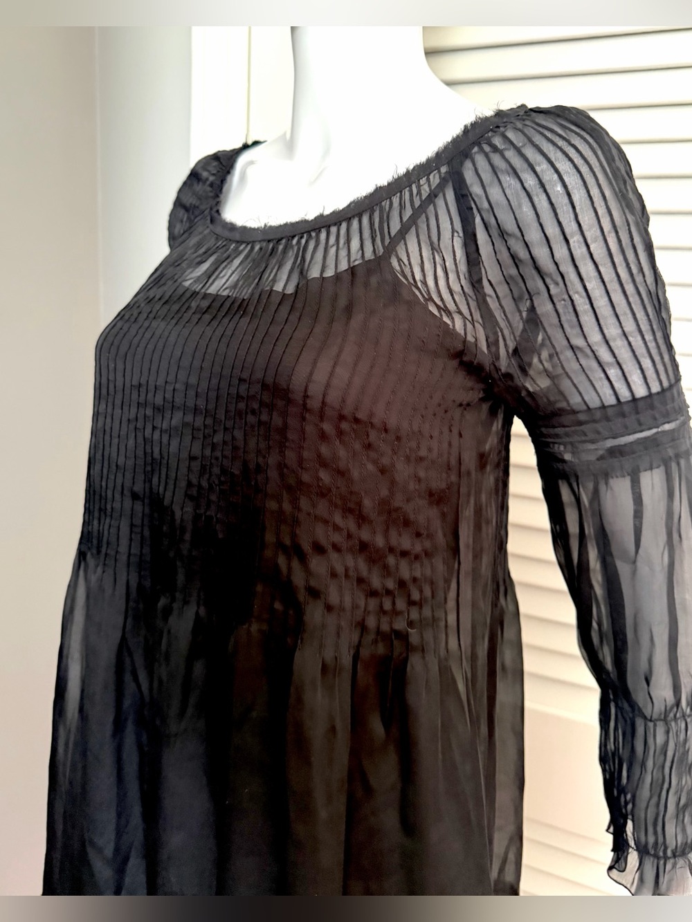 Philosophy di Alberta Ferretti Black Sheer Silk Dress Sz 2 - Picture 6 of 16